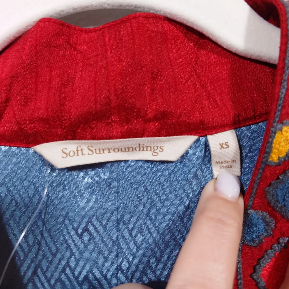Soft Surroundings Embroidered Boho Duster XS Maxi Coat Festival Statement Piece - Picture 5 of 10